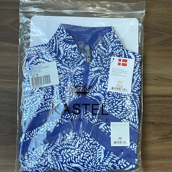 Kastel Denmark Women's Longsleeve Sun Shirt - Chevron Blue Leaves - XS - Picture 5 of 5